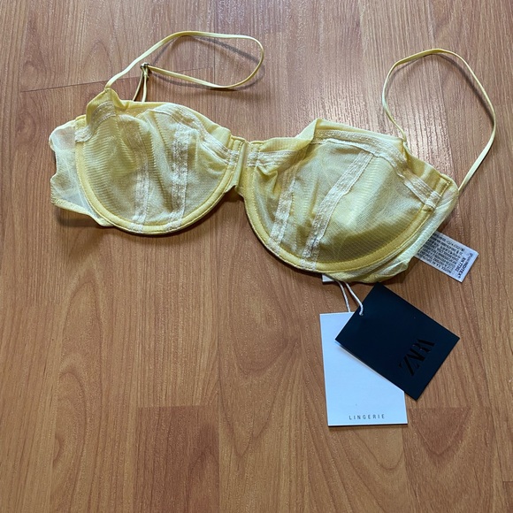Silk mesh bra pastel yellow - Picture 5 of 6
